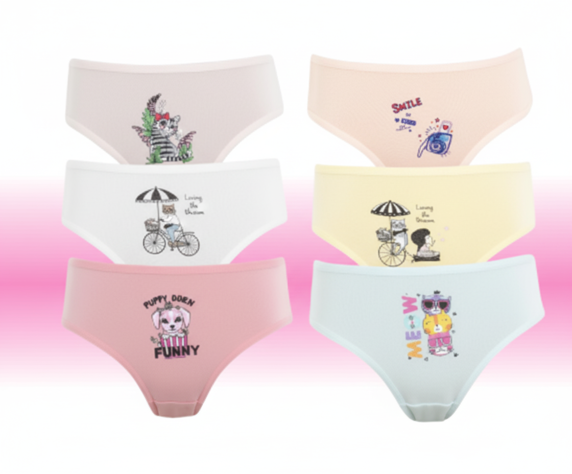 Girls Slip Underwear Pack of 6 Pcs : 1001 