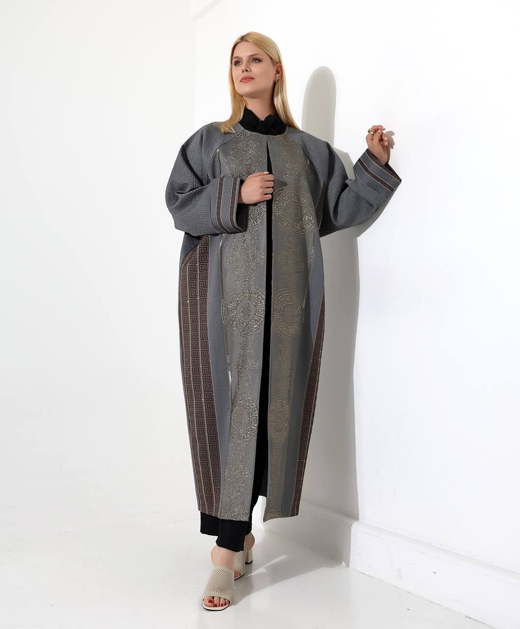 Regal Turkish Brocade Panel Statement Coat - 25236