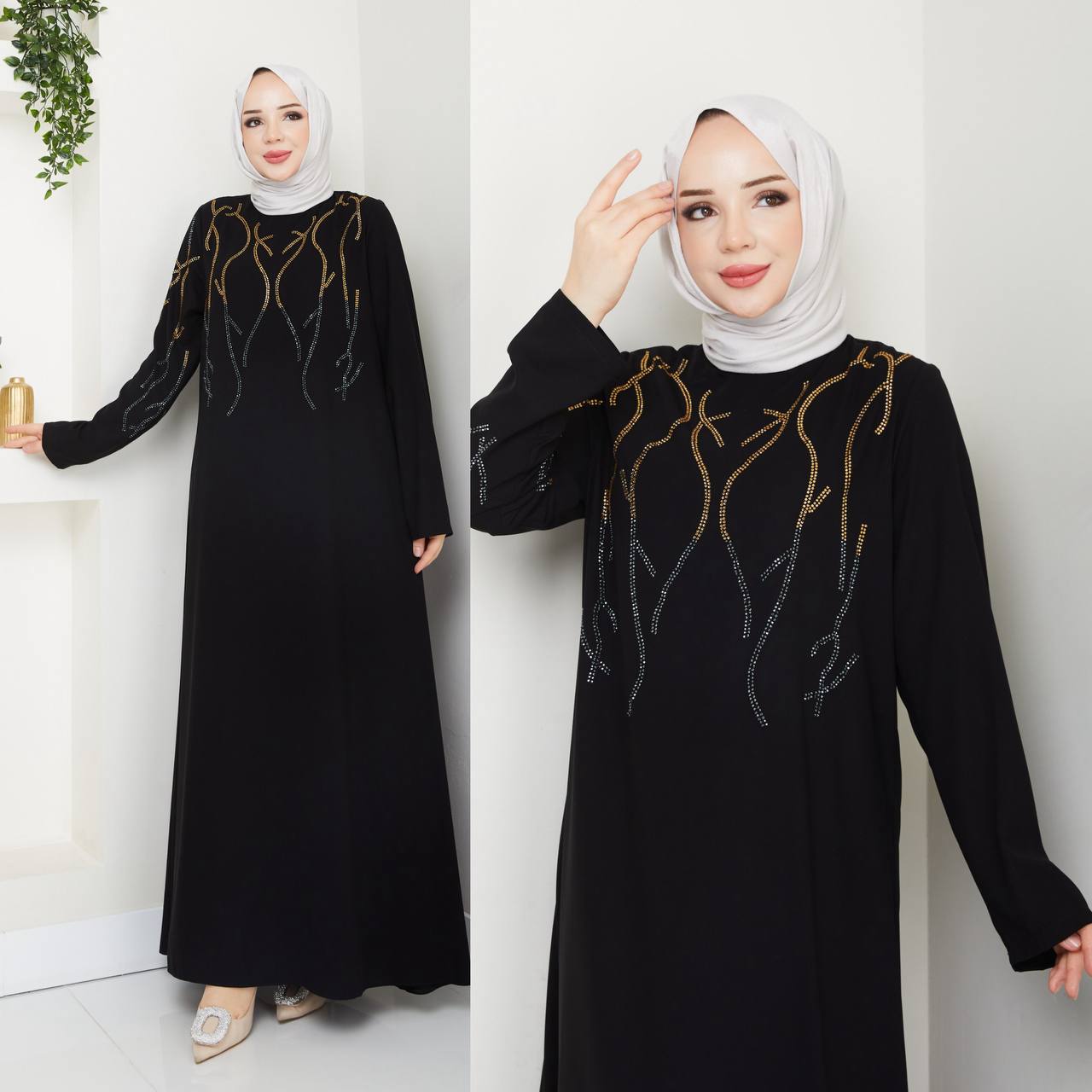 Crystal Embellished Turkish Abaya - MDN-002