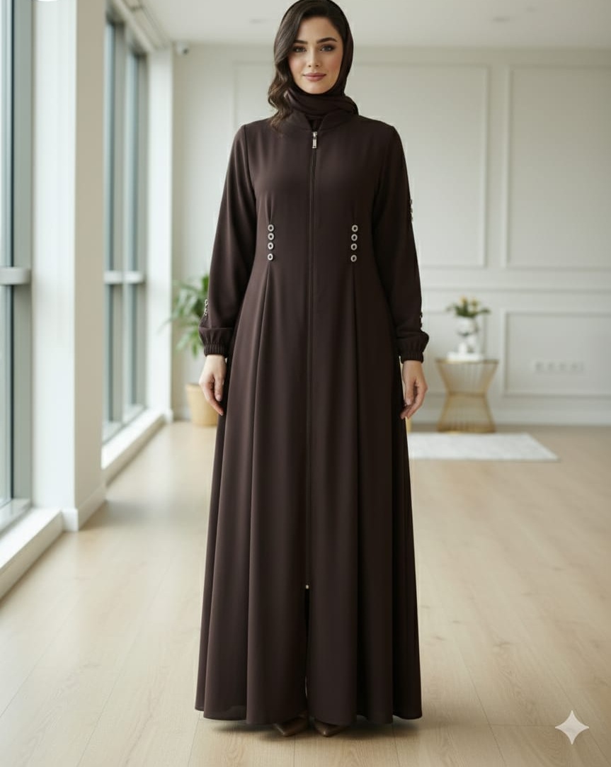 Urban Elegance: The Turkish Zip-Front Abaya - MDN-003